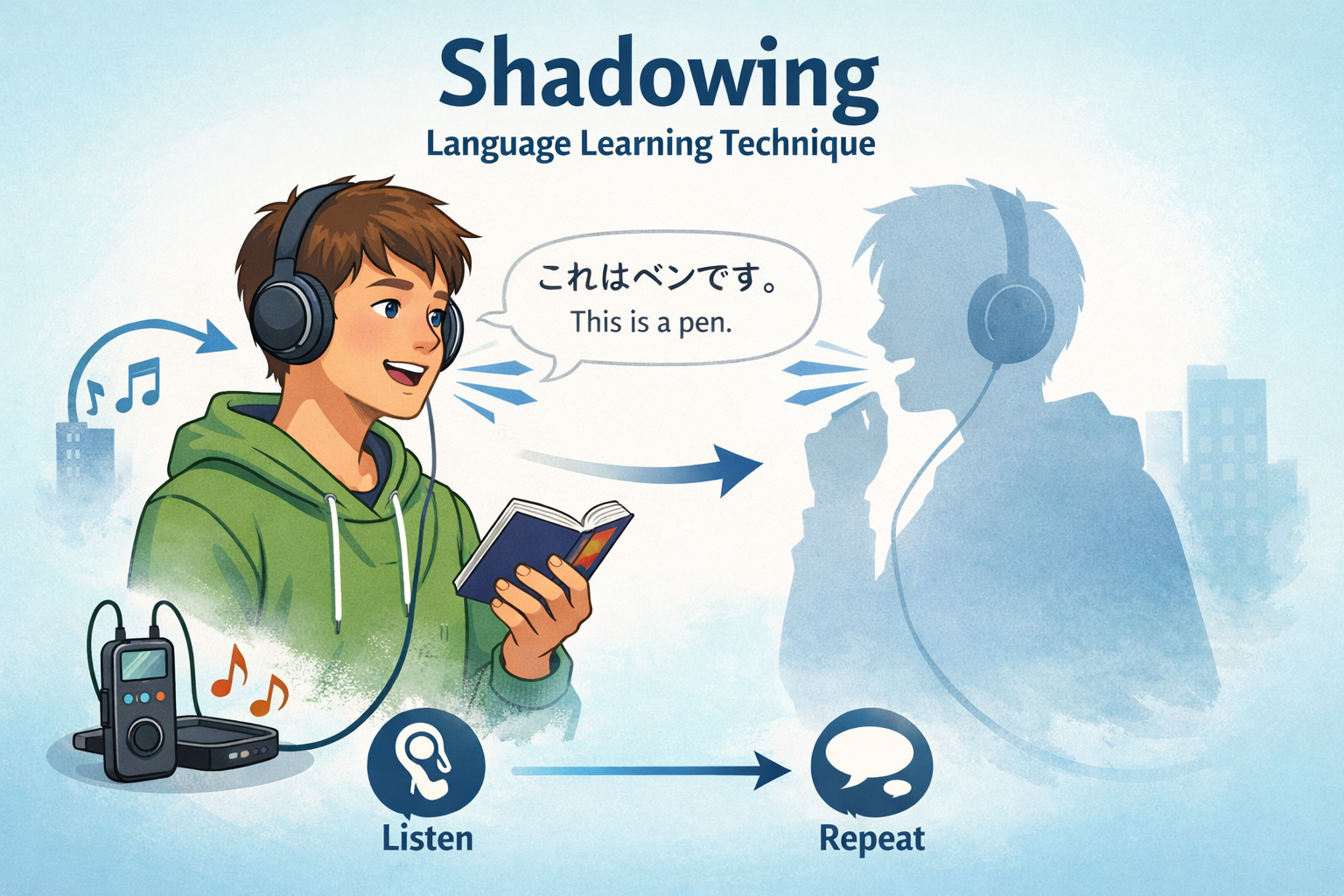 Shadowing : audio et répétition